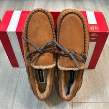 New. Club Room Men's Faux-Suede Moccasin Slippers. Tan S 6-7
