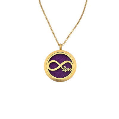 Aromatherapy Essential Oil Diffuser Necklace Infinity Love Yellow Gold Gold SS