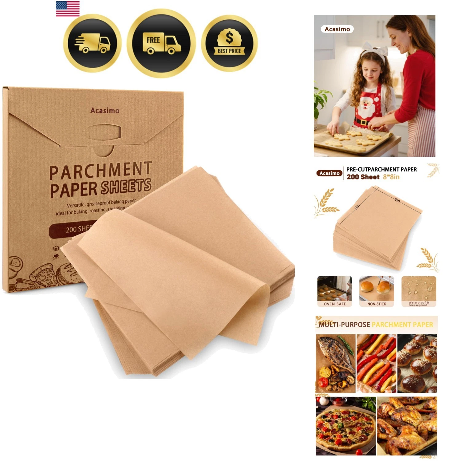 Parchment Paper Sheets, 200Pcs 8x8 Inch Squares Precut Parchment Sheets for B...
Opens in a new wind
