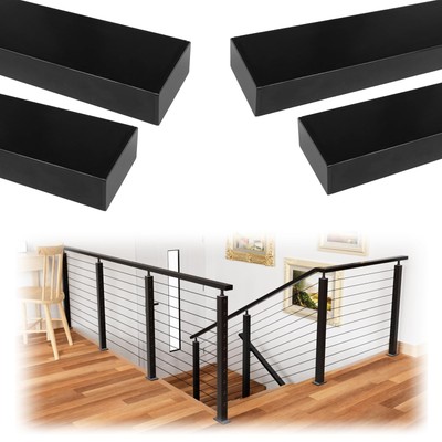 6'6''4Pack Aluminum Black Cable Railing Handrail Rectangular for System Top Deck