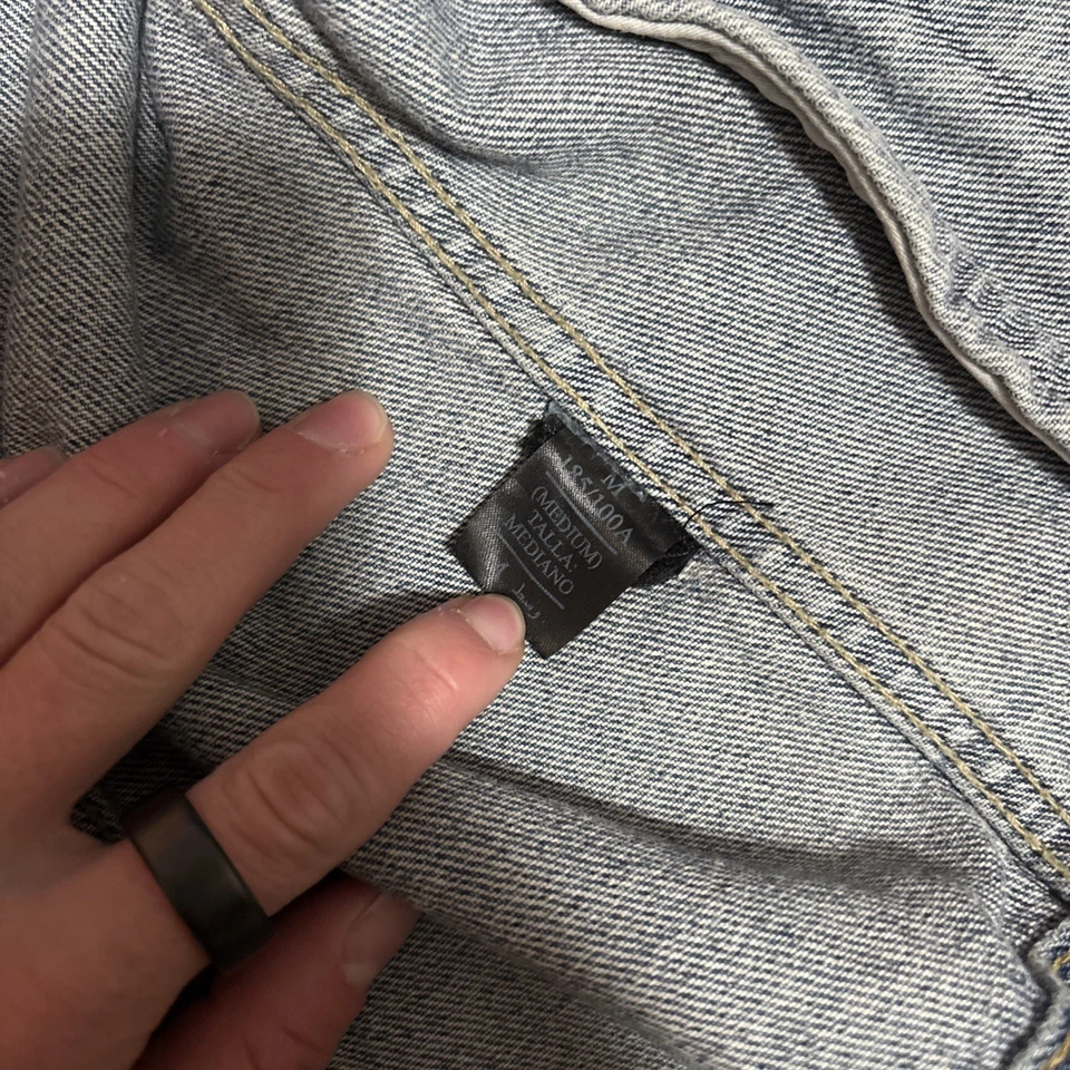 Chaqueta Allsaints Iren Gamuza Cuello Azul Denim Envejecido $299 Precio al por menor M Foto 4 de 4