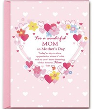 Mother's Day Card for Wondful Mom, Happy Mothers Day Gifts Card for Mother from