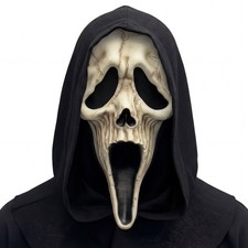 Fun World Ghost Face Adult Reaper Mask, One Size Fits Most, Tan/Black