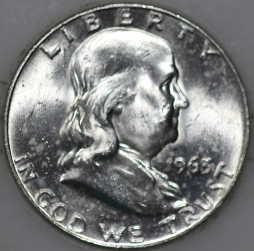 * 1963-D Franklin Half Dollar Uncirculated 90% Silver As Shown [AN01]