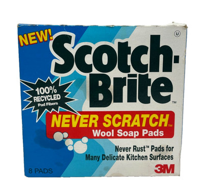 VINTAGE 1993 Scotch Brite Never Rust Heavy Duty 8 Count Soap Pads Discontinued