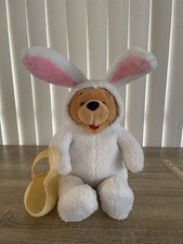Vtg Disney Winnie the Pooh plush dressed white Easter bunny rabbit basket 21