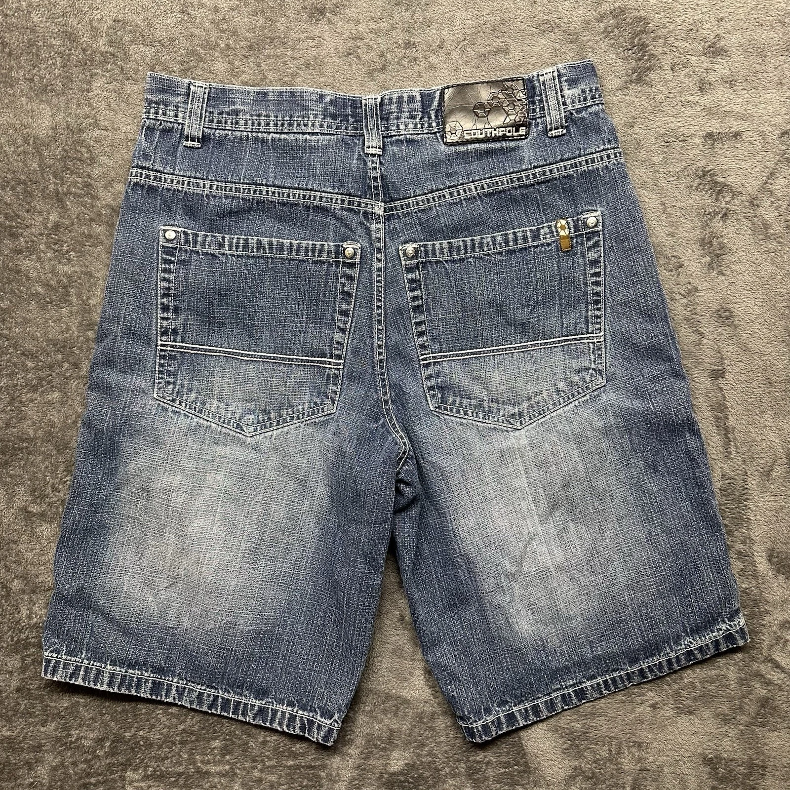 Vintage Southpole Shorts Mens 38 (fits 36) Blue Denim Baggy Wide Jorts Y2K