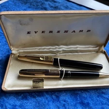 Wahl Eversharp Slim Ventura Fountain Pen Set Gold Filled And Sterling Caps 14k M