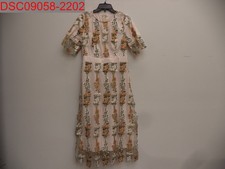 Women's Peach Flower Embroidered Lace Overlay 1/2 Sleeve Dress, Size L 1128662