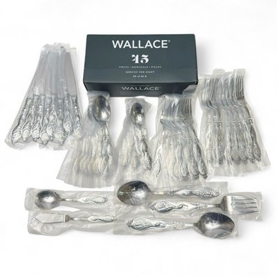 Wallace Peacock 45 Piece Service for 8 Stainless Steel 18/10 Flatware Set NEW