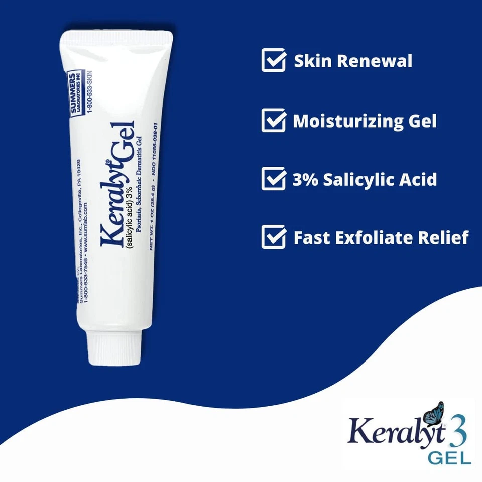 4 Pack, Keralyt Gel 3% Salicylic Acid, 1 oz - Exfoliating Moisturizing Skin Gel - Image 4 of 4