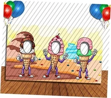 Ice Cream Hole in Face Cutout, 42 x 72 Inch, Photo Banner Backdrop, Face 