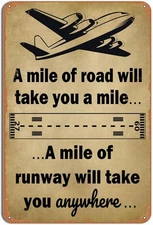 Aviation Decor Tin Metal Signs - Vintage Airplane Wall Art, 8 x 12 inches, Recta