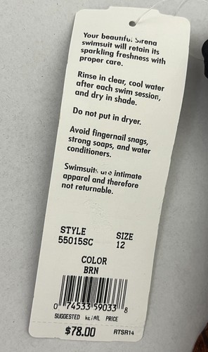 Traje de baño Sirena para mujer 12 piezas estampado animal marrón negro nuevo con etiquetas - Imagen 4 de 7