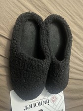 Isotoner Women  s Berber Clog Slippers Black 8.5/9 NEW Black Large
