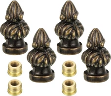 4 Pack Lamp Finial Cap Knob Antique Brass Lamp Finial Thread 1-3/8 Inch High Ret