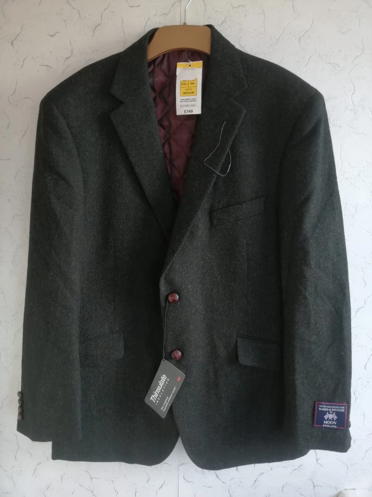M&S Men's Green Jacket Thinsulate Insulation UK44M Chest 44in New&Minor Defects