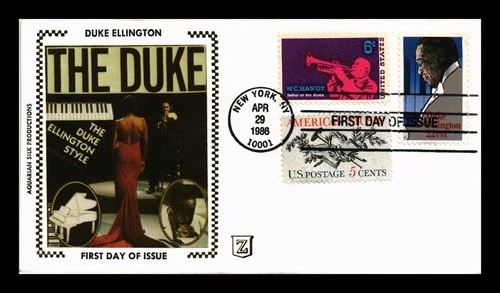 US COVER AQUARIAN SILK DUKE ELLINGTON FIRST DAY OF ISSUE COMBINATION STAMPS