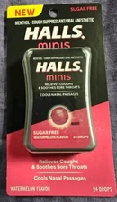 32x Packs HALLS Minis Watermelon Menthol Cough Drops 24 Drops Per Pack BB 07/25