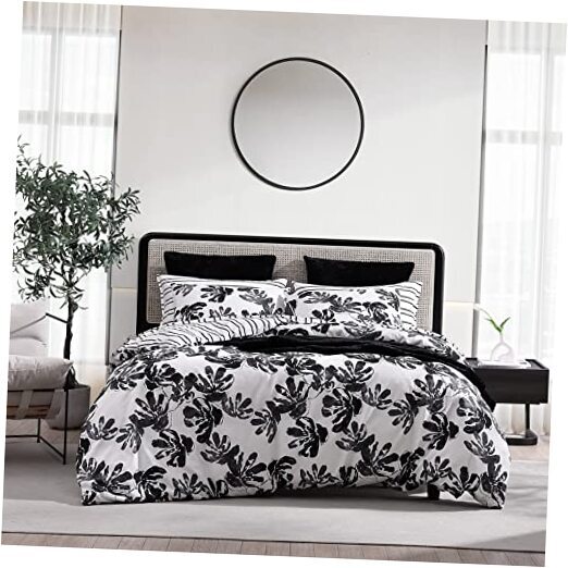 - Duvet Cover Set, Reversible Bedding Set with Matching Queen Soho Floral Black-image