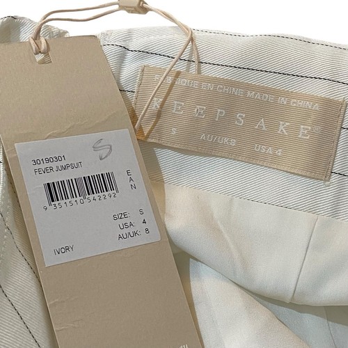Tuta donna Keepsake "Fever Jumper" nuova con etichetta taglia 4 o S bianca nera spilla righe - Foto 7 di 9