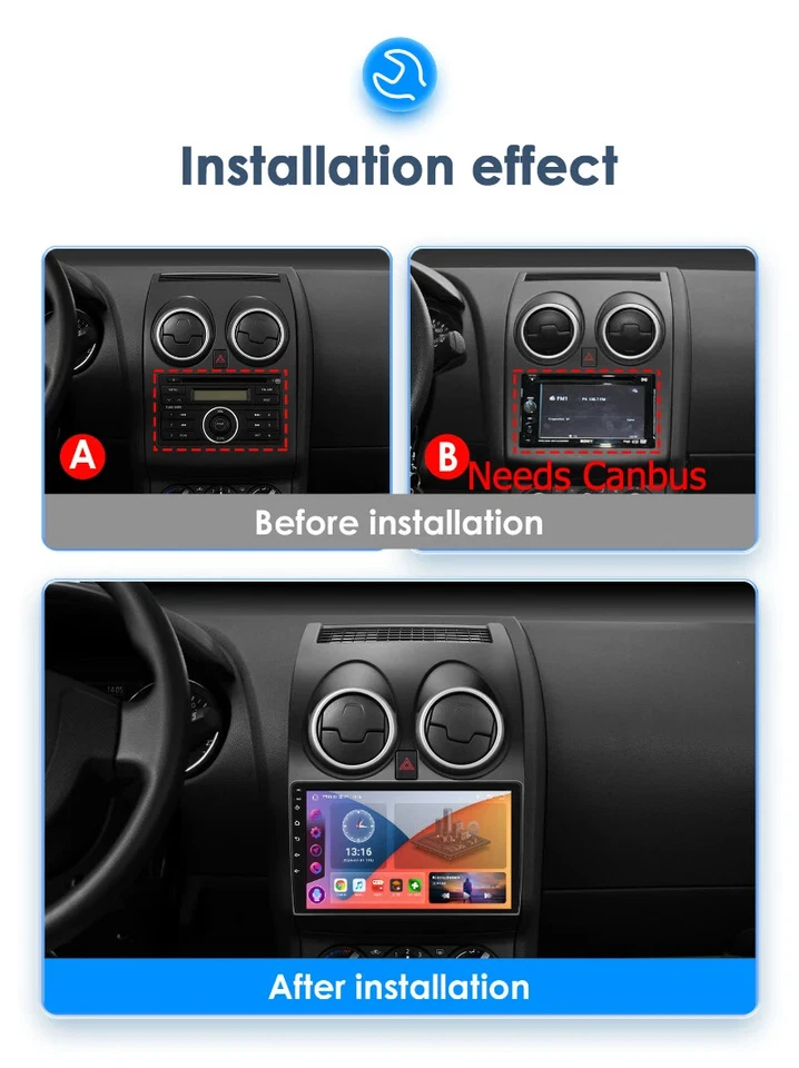 8 Core QLED Car Radio for Nissan Qashqai J10 2006 -2013 Carplay Andriod Auto DSP - Image 2 of 4