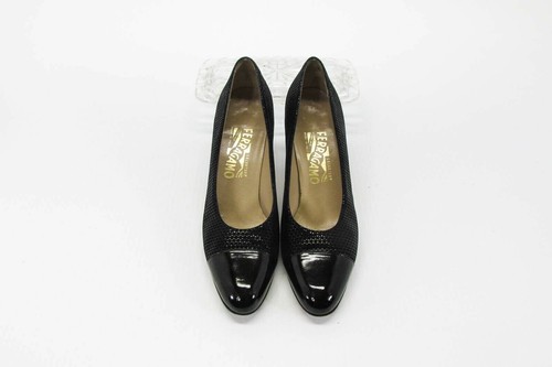 Salvatore Ferragamo Womens Shoes A65RA Size 9 AAA Pump Cap Toe Heel Pre Owned xq - Picture 4 of 12