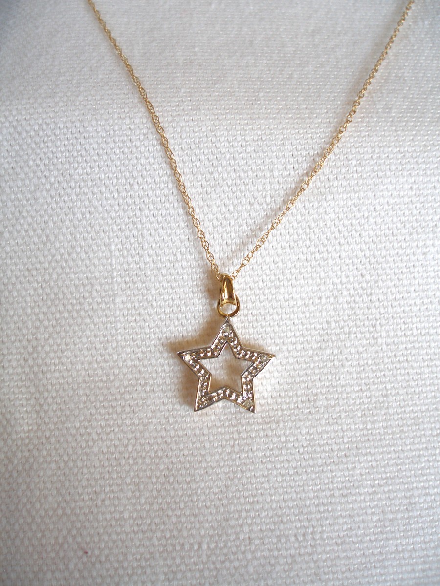 Star' 10k Two Tone Gold Pendant with Diamond Accents