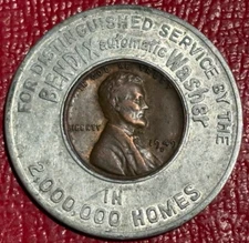 ENCASED COIN 1949 D LINCOLN CENT BENDIX AUTOMATIC WASHER 2,000,00 OWNERS-JUN303
