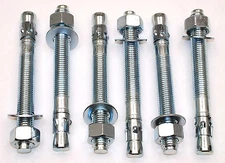 (6) Concrete Wedge Anchor Bolts 1 x 9 Includes Nuts & Washers Stud Anchor