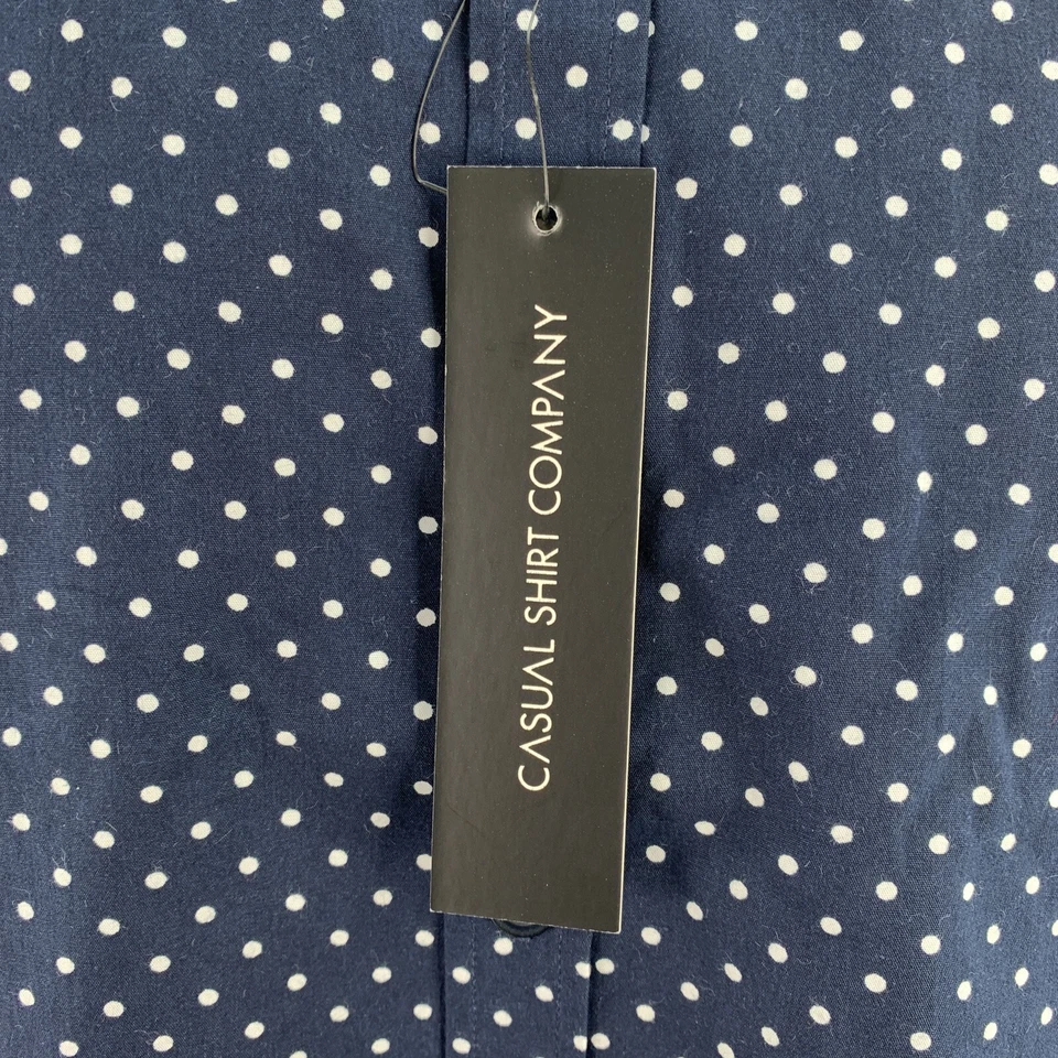 Men’s Long Sleeve Regular Fit Shirt, Size S, Navy Polka Dot - Image 3 of 4