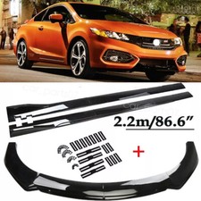 For Honda Civic Coupe Sedan Front Bumper Lip Splitter Spoiler Kit Side Skirts
