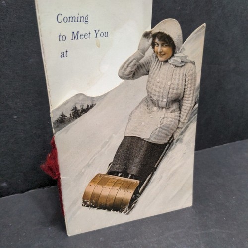 Pitman NJ Masonic Club 1913 Banquet Menu Die Cut Pretty Lady on Toboggan - Picture 13 of 17