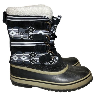 SOREL 1964 PAC Aztec Insulated Rain Snow Duck Boots Black 