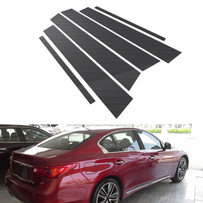 Für Infiniti Q50 V37 14 23 6x Kohlefaser-optik Fenster Säulenpfosten Verkleidung