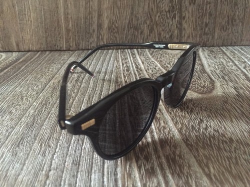 THOM BROWNE ROUND BLACK DESIGNER SUNGLASSES DARK GREY LENS NEW WITH CASE - Picture 4 of 12