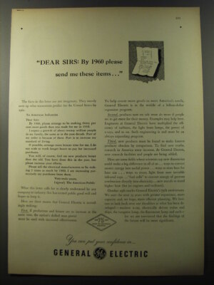 1953 General Electric Ad - Dear sirs: by 1960 please send me these items