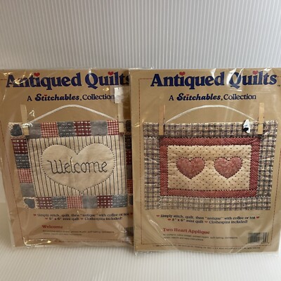 Antiques Quilts by Dimensions Welcome And Two Heart Appliqué     8 X 6