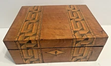 ANTIQUE 19th C VICTORIAN WRITING TRAVEL DESK BOX WALNUT BURL INLAY🌺🌺