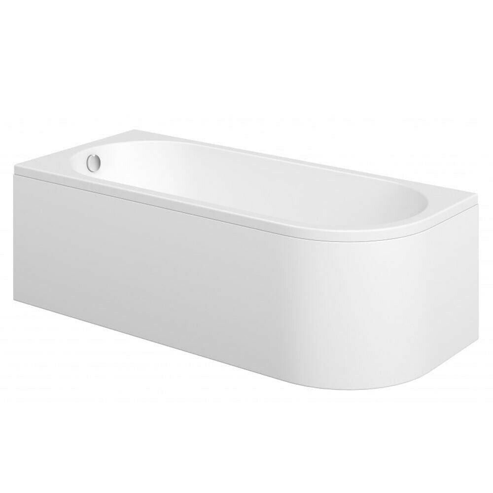 J-Shaped Curved Single Ended Shower Bath & Panel Back to Wall Corner ...