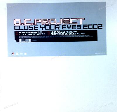 O.C. Project - Close Your Eyes 2002 Maxi (VG+/VG+) '