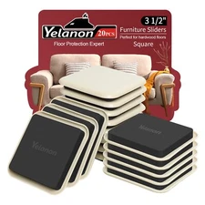 Furniture Sliders 20 pcs-3 1/2” Square Beige Furniture Sliders for Carpet Fur...