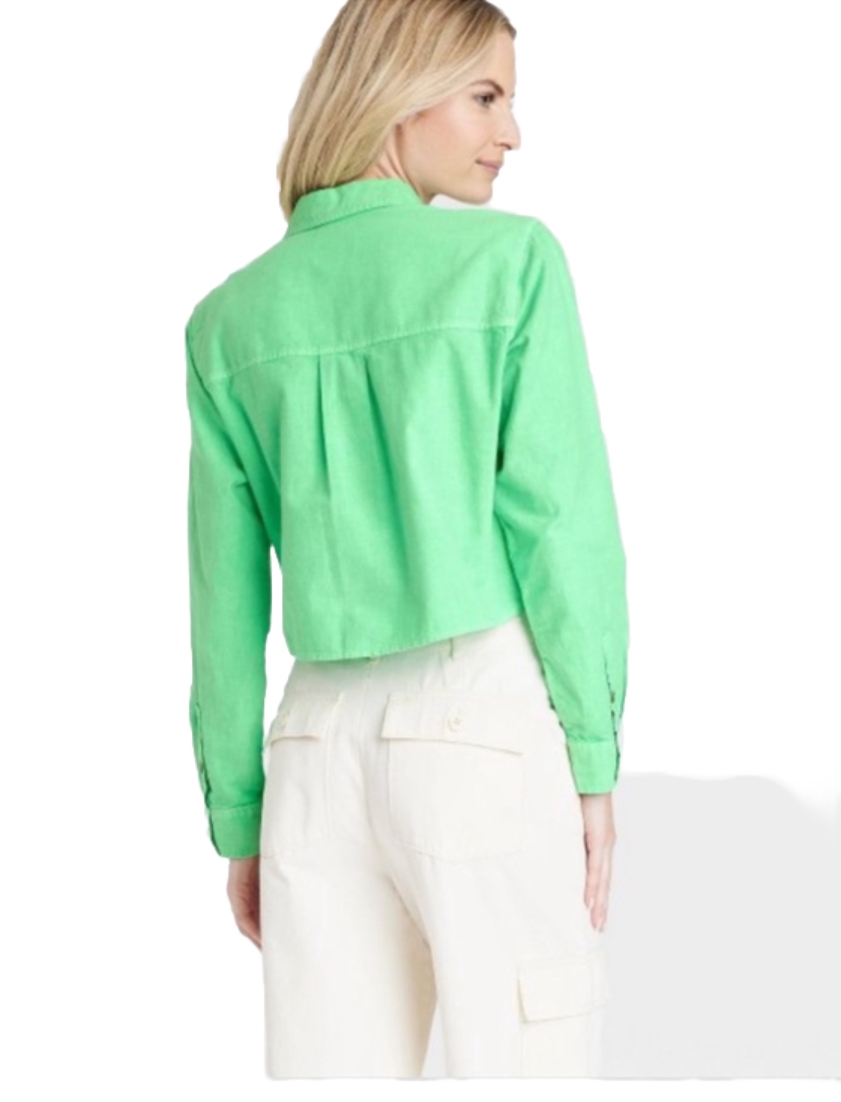 Target Universal Thread Button Down Crop Top Gree… - image 6