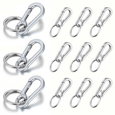 12PCS Metal Keychain Carabiner Clip Keyring Key Ring Chain Clips Hook Holder USA