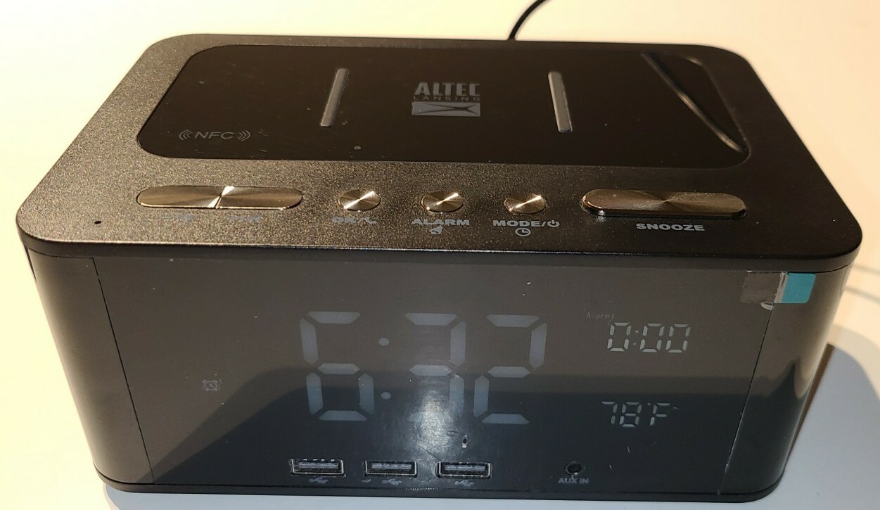altec lansing wireless charging bluetooth dual alarm clock
