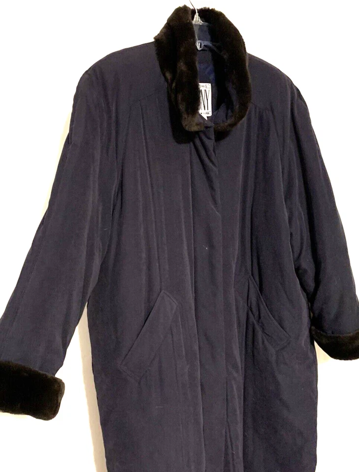 Abrigo De Colección Jones New York Mujer Grande XL Azul Puffer Largo Retro Años 80 De Gran Tamaño Foto 4 de 4