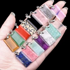 Wholesale 10pcs Mixed Natural Stone Rectangle Pendant 13x25mm Jewelry Making