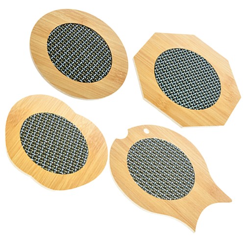 4 Pcs Trivets for Hot Dishes Wooden Coasters Heatinsulating Placemats