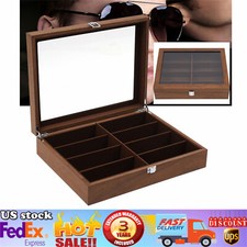 8/12 Slot Wood Eye Glasses Case Storage Cover Eyewear Display Box Organizer New