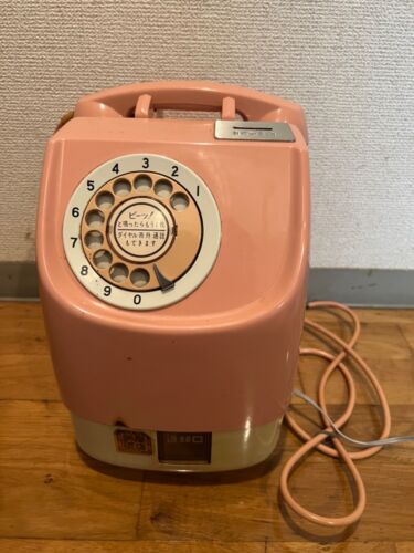 Vintage Retro Japoński telefon publiczny 10 jenów Różowy Telefon Payphone Rzadki - Zdjęcie 1 z 6